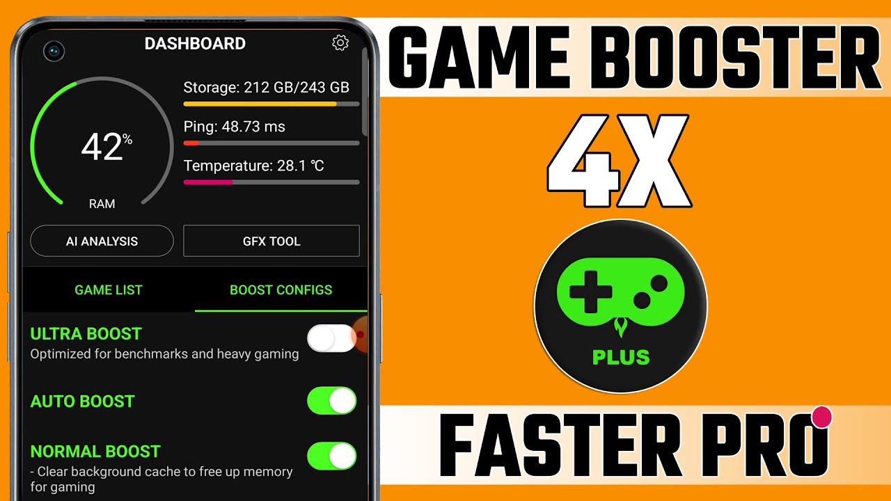 Game Booster 4x Faster v2.1.5 MOD APK (Pro Unlocked)